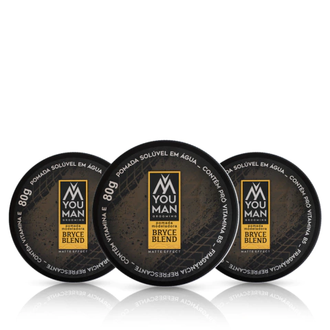 Combo 3 Pomadas paa Cabelo Masculino Bryce Blend Edition Efeito Seco Matte 80g
