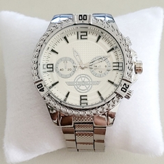 Relógio Masculino Luxo prata + Pulseira Masculina - comprar online