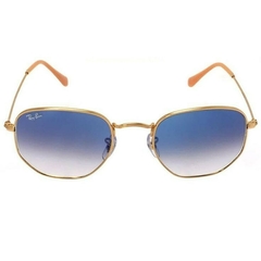 Óculos de Sol Ray Ban Hexagonal Dourado Azul Degrade