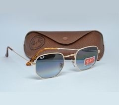 Óculos de Sol Ray Ban Hexagonal Dourado Azul Degrade - Vibe Óculos