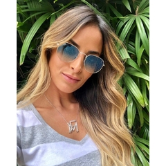 Óculos de Sol Ray Ban Hexagonal Dourado Azul Degrade - comprar online