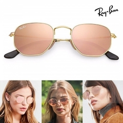 Óculos de Sol Ray Ban Hexagonal Rosa Espelhado