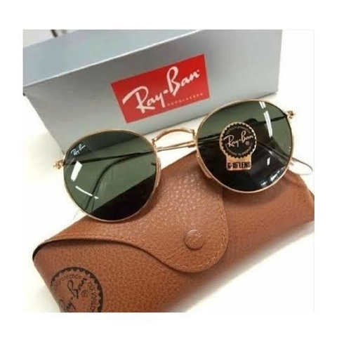 Óculos de Sol Ray Ban Round Dourado Lente Verde