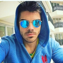 Óculos de Sol Ray Ban Round Azul Espelhado - comprar online