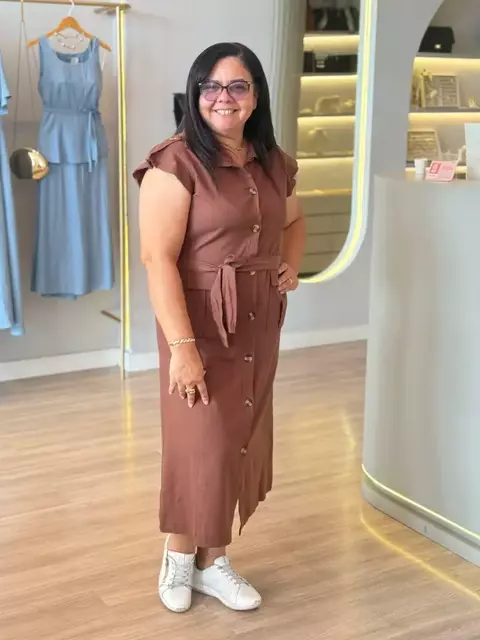 Vestido Camila Melo - Marrom