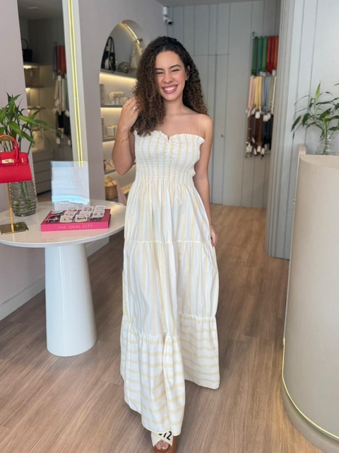 Vestido Hellen - Listrado Amarelo