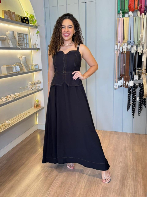 Vestido Maria Clara - Preto