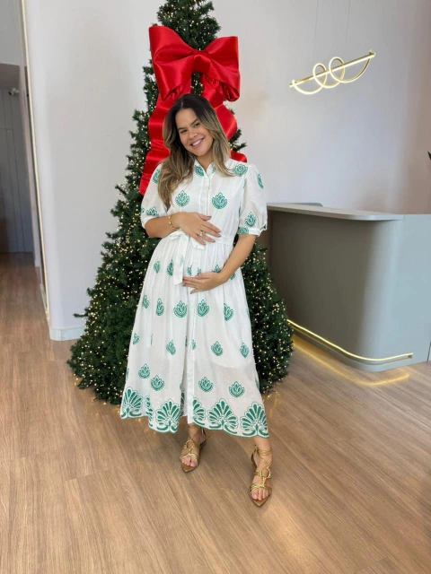 Vestido Karen Izabel - Bordado Verde