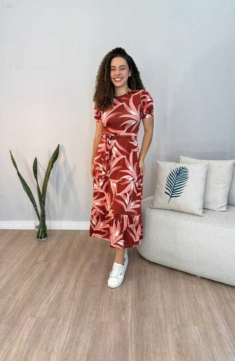 Vestido Sabrina Ingrid - Estampado Vermelho de Flor