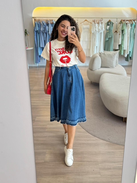 T-Shirt Glenda - Estampa Cherry Coke Branco