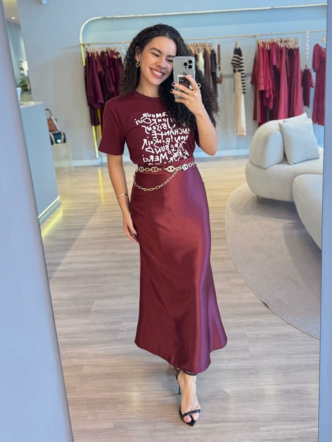 T-shirt Islane Karine - Estampa L'.amour vinho
