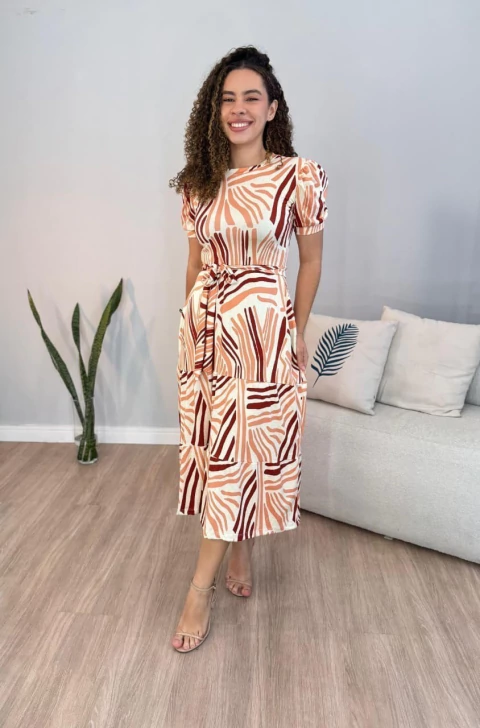 Vestido Sabrina Ingrid - Estampado Branco