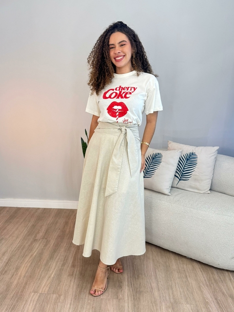 T-Shirt Glenda - Estampa Cherry Coke Branco
