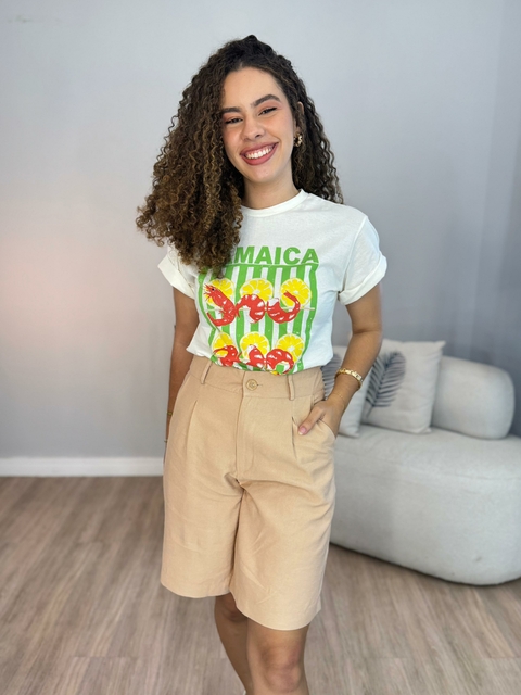 T-Shirt Glenda - Estampa Jamaica Branco