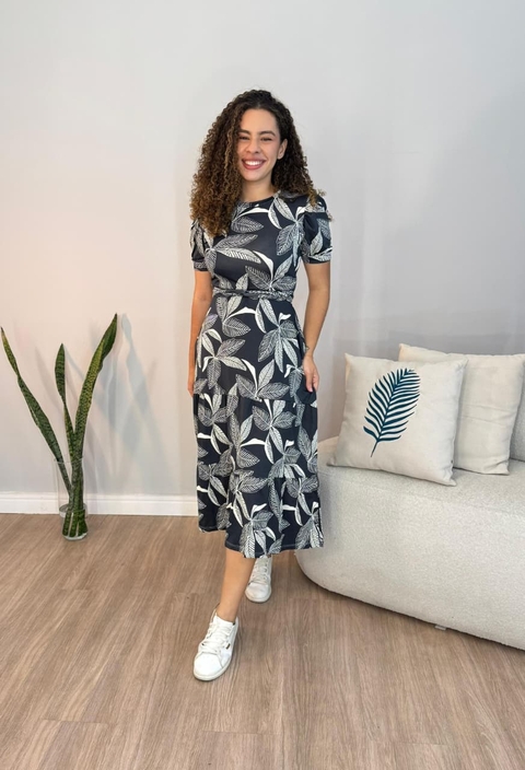 Vestido Sabrina Ingrid - Estampado Preto