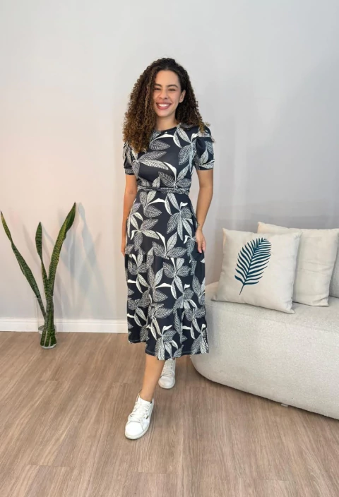 Vestido Sabrina Ingrid - Estampado Preto