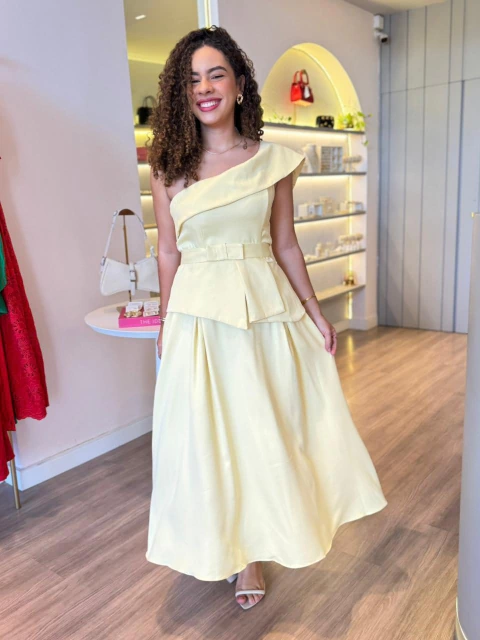 Vestido Khivia Cordeiro - Amarelo