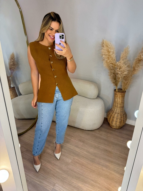Colete Brenda Emylli - Marrom claro