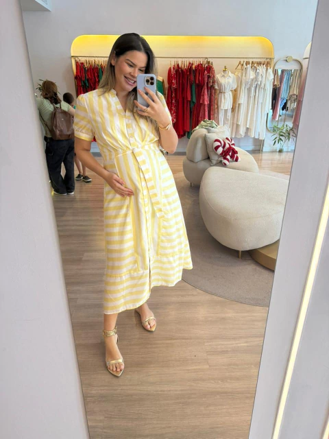 Vestido Mariana - Listrado Amarelo