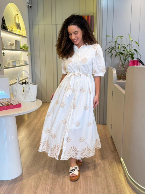 Vestido Karen Izabel - Bordado Dourado