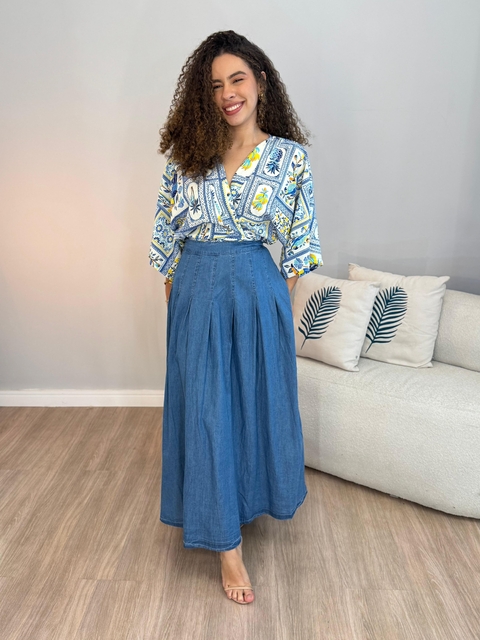 Saia Larissa Queiroz - Jeans Escuro