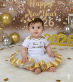 BODY MEU 1° REVEILLON + SAIA TUTU BARRA FITA + LACINHO