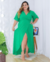 Vestido Envelope Longo Jane Liso Verde Bandeira midsize