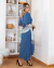 Vestido Envelope Midi Yasmin Azul Bebê Manga 3/4