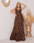 vestido envelope longo wrapdress animalprint transpassado alcinha