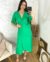 Vestido Envelope Longo Jane Liso Verde Bandeira