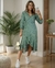 Vestido Midi Manga Longa Yolanda Poá Tigre Menta - comprar online