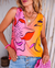 Regata Alice Estampa Flor Amarela/Rosa Viscose Premium
