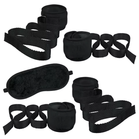 Kit Bondage c/ 4 Amarras + 1 venda de olhos