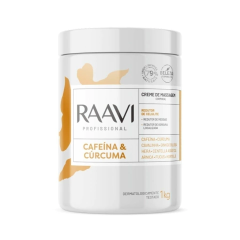 Creme de Massagem Cafeína e Cúrcuma 1Kg Raavi