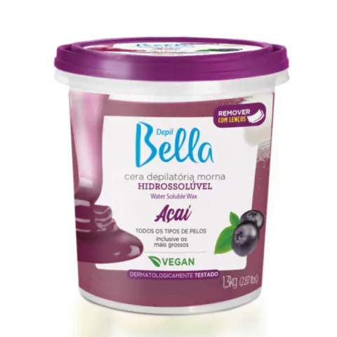 Cera Hidrossolúvel Natural Açaí Morna 1,300g Depil Bella - comprar online