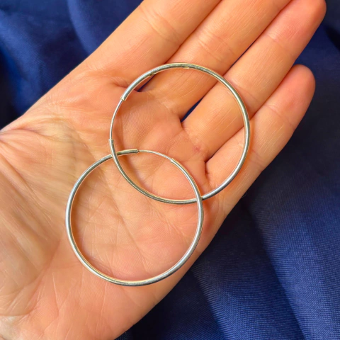 Aro Cubano Redondo Medio 42mm solo Plata - comprar online