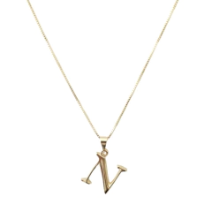 Collar Forcet + Dije Inicial Laminado en Oro