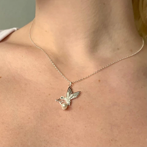 Gargantilla Italiana 4 - Colibri con Perla