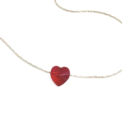 Collar Macizo + Cristal Pasante Corazón Chico en internet