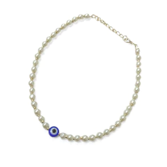 Tobillera Extensible Perla 4mm con Ojo de Horus