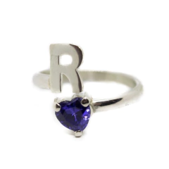 Anillo Inicial con Piedra Corazón - Adára Fábrica de Joyas