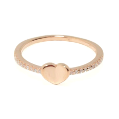 Anillo Italiano 8 - Corazón con Piedras Rosé