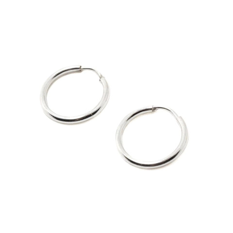 Aro Cubano Redondo Fino solo Plata 13mm