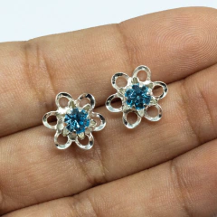 Aro Flor con Piedra Celeste - comprar online