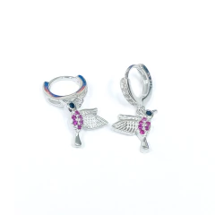 Aro Italiano 60 - Argolla Con Dije Colibrí Rosa - comprar online