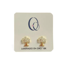 Aro Laminado en Oro Árbol con Piedra