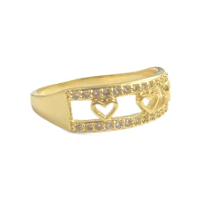 Anillo Laminado en Oro 3 Corazones con Piedra N°1 - comprar online