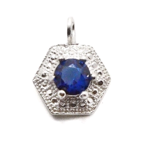 D69 - Dije Hexágono con Piedra Central