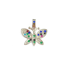 Dije Italiano 1 - Mariposa con Piedras Multicolor