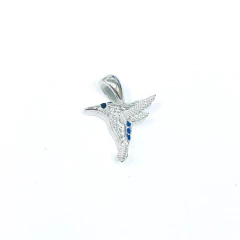 Dije Italiano 15 - Colibrí con Piedras Azul y Blanco - comprar online